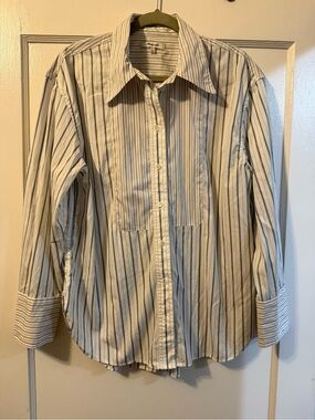 Madewell Tuxedo Shirt with Blue Pinstripes